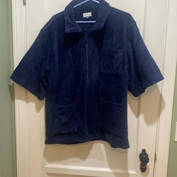 Vintage Maus & Hoffman Mens navy terry cloth zip up jacket medium - Picture 1 of 6